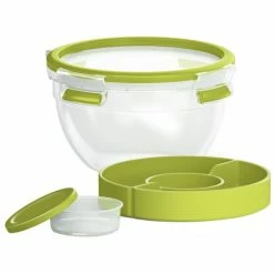 Brandneu 💯 Emsa Salatbox CLIP & GO 1,0 Liter Transparent / Grün 🧨