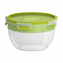Bestes Angebot 💯 EMSA Salatbox Clip & Go 2,6l Rund Mit Einsatz Und 👗 Dressingbox Transparent, Transparent 🛒