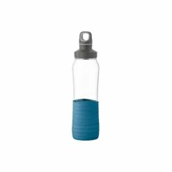 Bestes Angebot 🎁 EMSA Trinkflasche Drink2Go Glas, 0,7 Liter, Silikonmanschette, Aqua-blau 😍