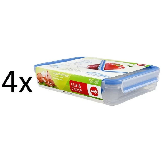 Schlussverkauf ✨ Emsa 509040, 4 X Aufschnittbox-System Mit Deckel, 1.65 Liter, Transparent/Blau, Clip & Close + Gratis 4er Set EKM Living Edelstahl Trinkhalme 👍 1 Schlussverkauf ✨ Emsa 509040, 4 X Aufschnittbox-System Mit Deckel, 1.65 Liter, Transparent/Blau, Clip & Close + Gratis 4er Set EKM Living Edelstahl Trinkhalme 👍