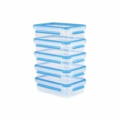 Auslauf ❤️ EMSA Clip & Close Frischhaltedose 0,8l, Klar/blau, 5-teilig (1 Set) 🌟