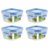 Blitzangebot 🔥 EMSA 508535 Clip & Close Aufbewahrungs-Dose, Quadratisch, 200 Ml, Transparent/blau (4er Pack) ❤️