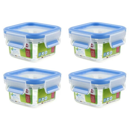 Blitzangebot 🔥 EMSA 508535 Clip & Close Aufbewahrungs-Dose, Quadratisch, 200 Ml, Transparent/blau (4er Pack) ❤️ 1 Blitzangebot 🔥 EMSA 508535 Clip & Close Aufbewahrungs-Dose, Quadratisch, 200 Ml, Transparent/blau (4er Pack) ❤️