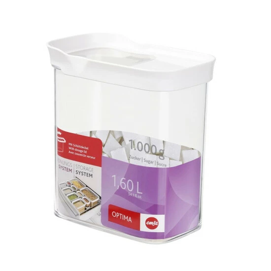 Großhandel 😉 EMSA 514551 OPTIMA Trockenvorrats-Schüttdose Mit Schiebedeckel, 1,6 Liter, Klar/weiß (4er Pack) ✔️ 2 Großhandel 😉 EMSA 514551 OPTIMA Trockenvorrats-Schüttdose Mit Schiebedeckel, 1,6 Liter, Klar/weiß (4er Pack) ✔️ – Bild 2