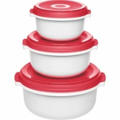 Billig 👏 Emsa Mikrowellentöpfe-Set MICRO FAMILY 3-teilig Weiß/rot ✨