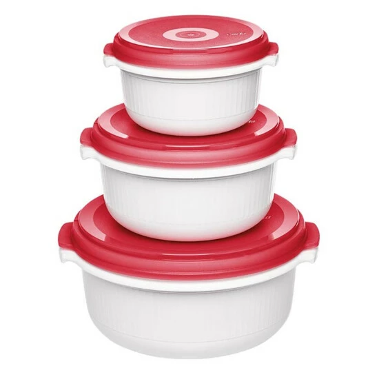 Billig 👏 Emsa Mikrowellentöpfe-Set MICRO FAMILY 3-teilig Weiß/rot ✨ 2 Billig 👏 Emsa Mikrowellentöpfe-Set MICRO FAMILY 3-teilig Weiß/rot ✨ – Bild 2